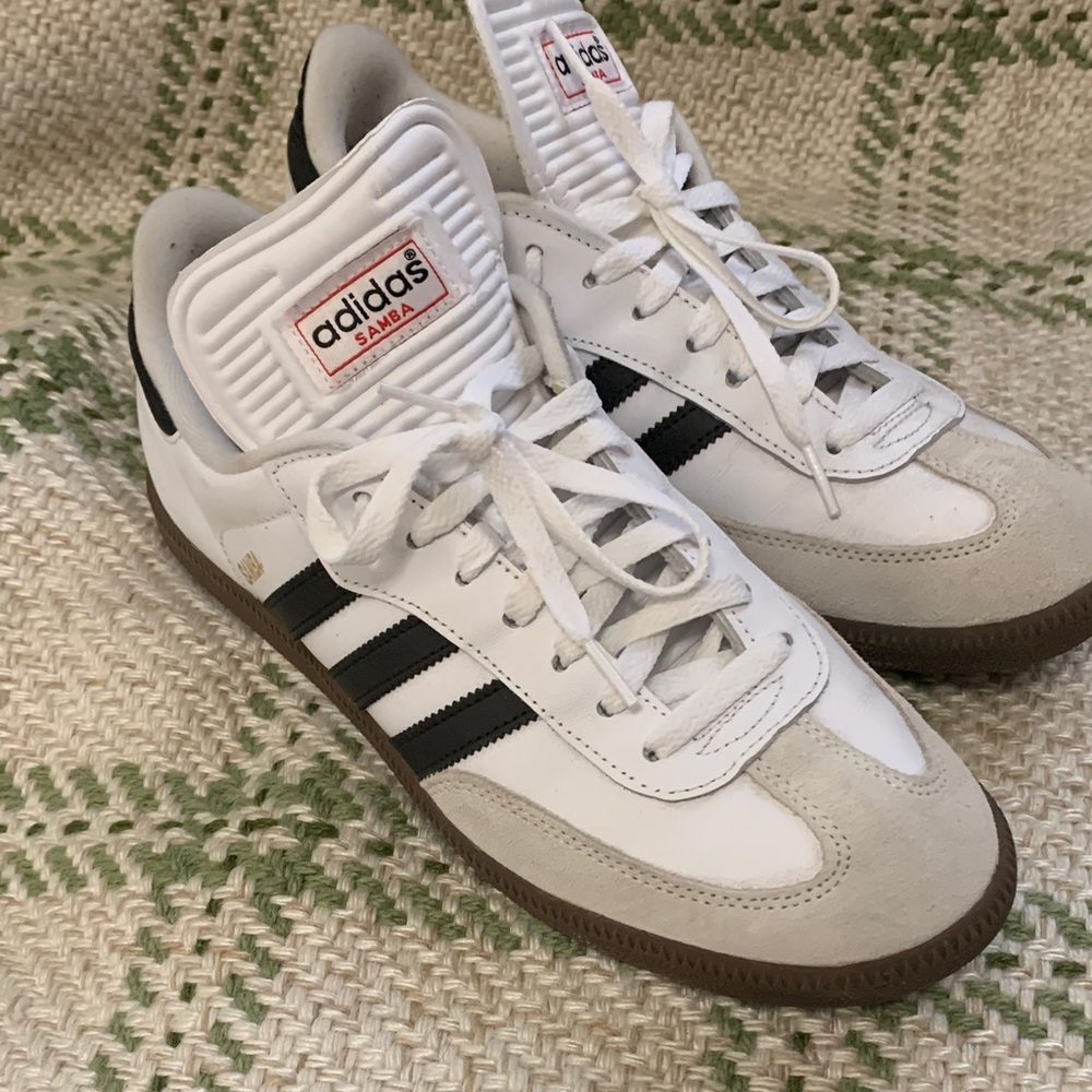Adidas Men's Black and White Samba original Long Tongue Sneakers with Brown Sole